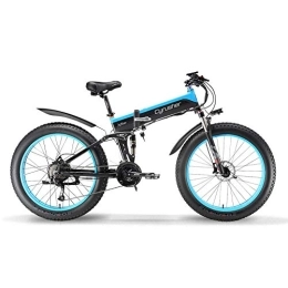 Extrbici Bicicleta de montaña eléctrica plegables Extrbici Bicicletas eléctricas para adultos plegables Big Tire 48V 12.8AH con faros LED (azul)
