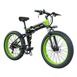 Xiaotian Bicicleta Fat Tire Bicicleta De Montaña Eléctrica, 26 Pulgadas De Cola Suave Plegable De Doble Suspensión 7 Velocidades Bicicleta De Nieve Beach Cruiser Con 48V 10AH Batería De Litio Extraíble Para Adulto, 500W