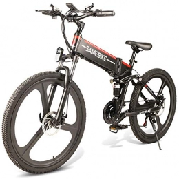 Fishyu Bicicleta de montaña eléctrica plegables Fishyu Plegable Mountain Bicicleta Eléctrico Bicicleta 26 Inch 350W sin Escobillas Motor 48V Portátil para Exterior - Negro