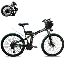 GHH Bicicleta de montaña eléctrica plegables GHH 26"Bicicleta eléctrica de montaña, Plegable Bicicleta de Montaña Frenos de Engranaje de Disco 21 velocidades (48V 350W) Batería extraíble de Iones de Litio, Negro