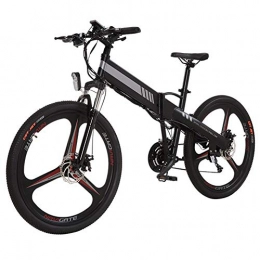 HSTD Bicicleta de montaña eléctrica plegables HSTD Bicicleta elctrica - Bicicleta elctrica de montaña, Batera de Iones de Litio Extrable 48V / 10Ah, Motor 400W, Distancia hasta 70km, 27 velocidades Plegable Bicicleta Black
