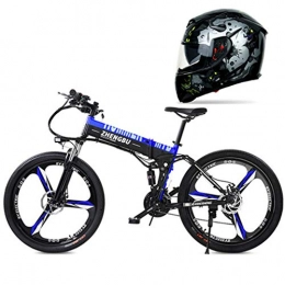 Hxl Bicicleta Hxl Bicicleta electrica Bicicleta de montaña elctrica de 26 '' Frenos de Disco y Horquilla de suspensin Batera de Iones de Litio de Gran Capacidad (48v 250w) Bicicleta porttil Plegable, Azul