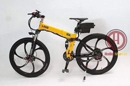 HYLH Bicicleta de montaña eléctrica plegables HYLH 48V 500W Rueda Integral de aleación de magnesio Ebike Bicicleta eléctrica de Marco Plegable Amarillo con Pantalla LCD