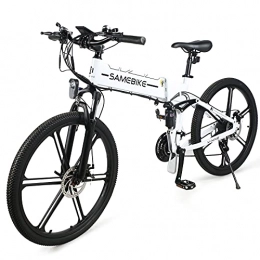 JINGJIN Bicicleta de montaña eléctrica plegables JINGJIN Bicicleta Eléctrica E-Bike Plegable, Bicicleta de Ciudad para Bicicleta Eléctrica de 26" para de 500W con batería extraíble de 10Ah, Shimano 21 Speed, Velocidad 35 km / h, White