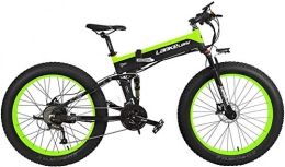 JINHH Bicicleta de montaña eléctrica plegables JINHH 27 Velocidad 1000W Bicicleta eléctrica Plegable 26 * 4.0 Fat Bike 5 Pas Freno de Disco hidráulico 48V 10Ah Batería de Litio extraíble (estándar Verde, 1000W)