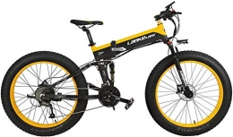 JINHH Bicicleta de montaña eléctrica plegables JINHH 27 Velocidad 1000W Bicicleta eléctrica Plegable 26 * 4.0 Fat Bike 5 Pas Freno de Disco hidráulico 48V 10Ah Carga de batería de Litio extraíble (Amarillo estándar, 1000W)