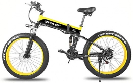 JINHH Bicicleta de montaña eléctrica plegables JINHH Bicicleta de montaña Plegable de 48V 500W, Bicicleta eléctrica de 4.0 Fat Tire, Manillar Ajustable, Pantalla LCD con Enchufe USB (Color: Amarillo, tamaño: 12.8Ah1SpareBattery)