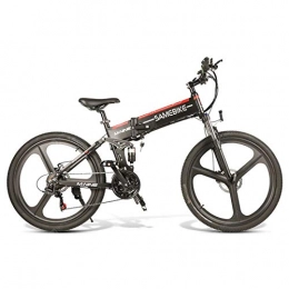 JUYUN Bicicleta Eléctrica Plegable 350W, Ebike Montaña 26 Pulgadas para Adulto, Batería de Litio 48V 10.4Ah y Suspensión, Transmisión de Velocidad 21