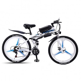 JXXU 26 '' de Bicicleta eléctrica Plegable Bicicletas de montaña for Adultos Frenos 36V 350W 8AH extraíble de Iones de Litio E-Bici Fat Tire Doble Disco de luz LED (Color : White)