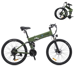 KAISDA Bicicleta KAISDA Bicicleta Eléctrica E-MTB 26" 250W Full Suspension, Shimano 21vel, Off-Road Bicicleta Eléctrica de Montaña con Batería Litio Extraíble 36 V 374.4WH, Velocidad Máxima 25 km / h, Unisex (Verde)