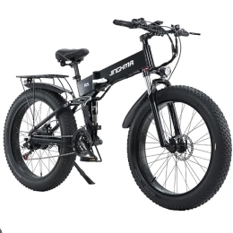 Kinsella Bicicleta de montaña eléctrica plegables Kinsella JINGHMA R5 bicicleta plegable de suspensión completa, batería de litio 48V14ah incorporada, neumáticos anchos CST26*4.0, Shimano 7 velocidades, sistema de freno de disco (negro)