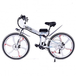 Knewss Bicicleta de montaña eléctrica plegables Knewss 26 Mx300 Bicicleta eléctrica Plegable Shimano 7 Speed ​​E-Bike 48v Batería de Litio 350w 13ah Motor Bicicleta eléctrica para Adultos-Blanco_48V350W10AH
