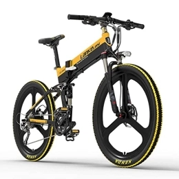 Sucfami Bicicleta LANKELEISI T750 Bicicleta de montaña eléctrica plegable de 26 pulgadas para adultos, bicicleta eléctrica de 27 velocidades con batería extraíble, versión deportiva