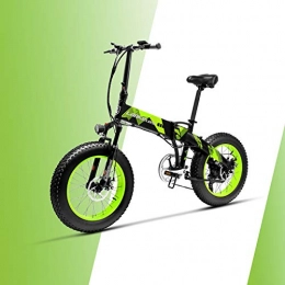 LANKELEISI Bicicleta LANKELEISI X2000 20 × 4.0 Neumático Grande 48V 1000W 12.8AH Marco de aleación de Aluminio neumático Gordo Tire de la Bicicleta eléctrica Plegable para montaña / Playa / Nieve E-Bike (Verde)