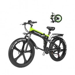 LYRWISHLY Bicicleta de montaña eléctrica plegables LYRWISHLY □ Electric Mountain Bike 26 Pulgadas 1000W 48V 12.8ah Plegables Fat Tire Nieve E-Bici pedaleo asistido Frenos de Disco hidráulicos batería de Litio Bicicleta for Adultos (Color : Green)