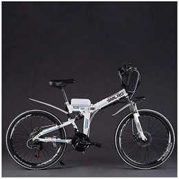 MERRYHE Bicicleta MERRYHE Bicicleta eléctrica Plegable Ciclomotor para Adultos Ciudad Montaña Bicicleta 48v Batería de Litio 26 Pulgadas Bicicleta de Potencia, White-Retro Wire Wheel