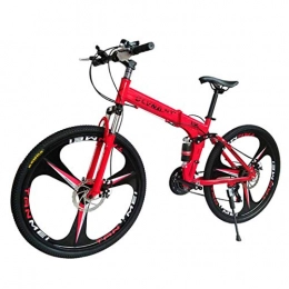 MYMGG Bicicleta de montaña eléctrica plegables MYMGG Bicicleta Plegable de 21 velocidades (24 velocidades, 27 velocidades), Sistema de transmisin y Freno de Doble Disco, Red, 24speed