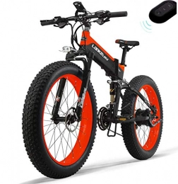nonbrand Bicicleta de montaña eléctrica plegables Nonbrand Lankeleisi XT750PLUS 48V14.5AH1000W Multi-Function Folding Electric Bike with 26-Inch 4.0 Anti-Theft Large Tire, Adult (Rojo)