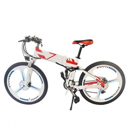 PXQ Bicicleta PXQ 26 Pulgadas Bicicleta eléctrica de montaña 48V 250W Shimano 7 velocidades E-Bike cercanías Bicicleta con LCD 5-Speed medidor Inteligente, Dual Frenos de Disco y Amortiguador Tenedor, White