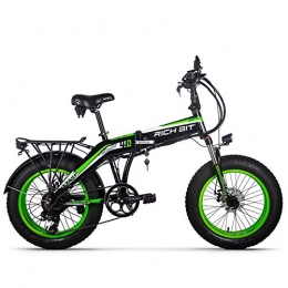 GUOWEI Bicicleta de montaña eléctrica plegables Rich bit RT-016 48v 500w 9.6Ah 20 Pulgadas Plegable Fat Tire Bicicleta eléctrica E Bicicleta Ebike Snow Fat Bike con Pantalla LCD Inteligente (Green)