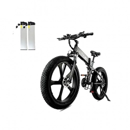 ride66 Bicicleta ride66 Bicicleta eléctrica plegable de montaña R5 de 26 pulgadas Fat Tire con frenos hidráulicos de 21 velocidades, 1000 W, 48 V, 12, 8 Ah, batería LG de celdas de litio (doble batería negra)