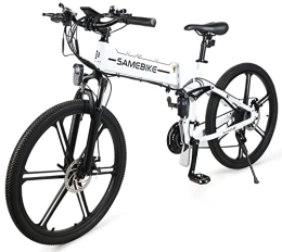 SAMEBIKE 26" bicicletas eléctricas plegables para adultos, hombres y mujeres Mountain eBike Shimano 21 velocidades con batería de litio extraíble 48V8AH