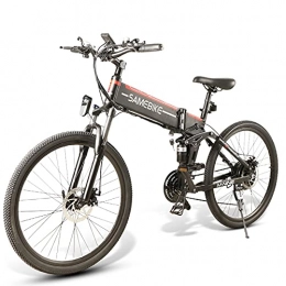 Samebike Bicicleta SAMEBIKE Bicicleta de montaña 26 Pulgadas Bicicletas eléctricas Plegables 500W, 48V10AH batería extraíble, Marco de aleación de Aluminio, Shimano 21 Velocidad, E-MTB para Hombres Adultos, Negro
