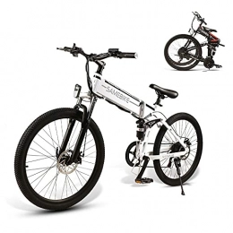 Samebike Bicicleta de montaña eléctrica plegables SAMEBIKE Bicicleta eléctrica de montaña de 26 pulgadas con neumático plegable, 48 V, 500 W, para adultos (blanco)