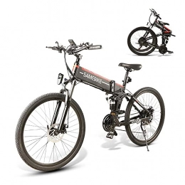 Samebike Bicicleta SAMEBIKE Neumático de 26 pulgadas Bicicletas eléctricas plegables Ebike Mountain Bicicletas eléctricas con 48V 10Ah extraíble batería de iones de litio para adultos (negro)