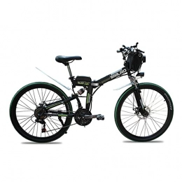 SAWOO Bicicleta de montaña eléctrica plegables SAWOO Bicicleta eléctrica de 1000W Bicicleta de montaña eléctrica Bicicleta eléctrica Plegable de 26 Pulgadas con batería de Litio de 10AH Bicicleta eléctrica de Nieve de 21 velocidades (Verde)