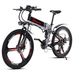 Shengmilo Bicicleta de montaña eléctrica plegables Shengmilo-M80 Bicicleta De Montaña Eléctrica, Bicicleta Eléctrica Plegable De 26 Pulgadas, Suspensión Completa De 48v 13ah Y Velocidad Shimano 21, con Estante Trasero (Negra Rueda integrada 350W)