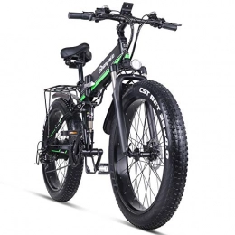 Shengmilo-MX01 Bicicleta de montaña eléctrica plegables Shengmilo-MX01 Bicicleta eléctrica Plegable 1000w suspensión Completa Bicicleta de montaña eléctrica Grasa ebike 26 * 4.0 neumático (Verde)