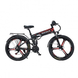  Bicicleta de montaña eléctrica plegables SONGZO Bicicleta de Montaña 350W 21 Velocidades Bicicleta Eléctrica Plegable de 26 Pulgadas con Doble Suspensión y Freno de Disco (R3)