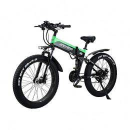  Bicicleta de montaña eléctrica plegables SONGZO Bicicleta Eléctrica 500W Bicicleta de Montaña de Nieve con Neumáticos Gruesos de 26 Pulgadas con Batería de Litio Extraíble de 48 V 12, 8 AH