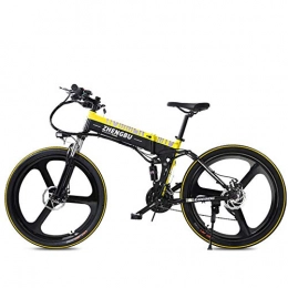 SportArts Bicicleta SportArts Bicicleta De Montaña Plegable Eléctrica con Neumático De Reparación Automática Y 48V Li-Battery Extraíble 27 Speed ​​Gear, Yellow-48V10AH