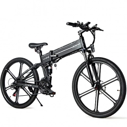 SUNWEII Bicicleta SUNWEII Bicicleta eléctrica Bicicleta de ciclomotor eléctrica Inteligente Plegable portátil 500W Motor MAX 35 km / h Neumático de 26 Pulgadas, Bicicleta MTB EBike 150 kg Carga máxima, White