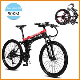 SupShop Bicicleta Eléctrica de montaña, Plegable Bicicleta 26" 400W Batería 48V E-Bike Sistema de Transmisión de 27 Velocidades, con Doble Freno de Disco y Batería de Litio Desmontable
