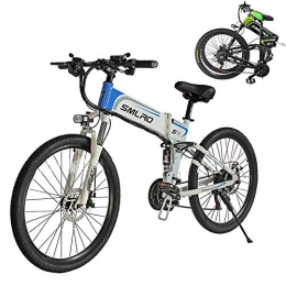SXZZ Bicicleta de montaña eléctrica plegables SXZZ Bicicleta Eléctrica De Montaña, E- Bike Plegable De 26 Pulgadas, Batería De Litio De Carga Extraíble De 350 W / 48 V, Suspensión Completa Avanzada Y Engranaje De 21 Velocidades Shimano, Azul
