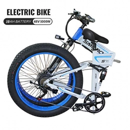 Ti-Fa Bicicleta Ti-Fa Bicicleta elctrica 26 '' Bicicleta de montaña elctrica con 48V de Iones de Litio con 1000W Motor de Gran Alcance, Shimano de 7 velocidades del Freno de Disco hidrulico, White Blue 500w