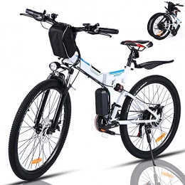 Winice Bicicleta Winice E-Bike, Bicicleta de Montaña Eléctrica de 26 Pulgadas con Batería de 36V 8Ah, 21 Velocidades Bici Electrica Plegable con suspensión Delantera E-Bike para Adultos