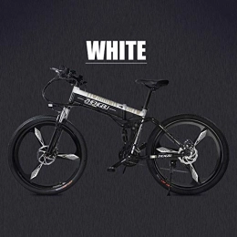 XTD Bicicleta de montaña eléctrica plegables XTD - Bicicleta eléctrica plegable de montaña de 26 pulgadas para adultos con doble freno de disco y suspensión completa (90 km 48 V 14, 5 Ah 400 W) con contador LED inteligente, 27 velocidades
