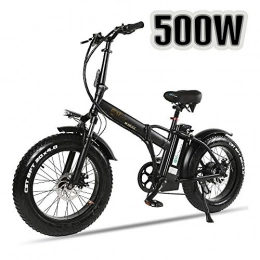 XXCY Bicicleta de montaña eléctrica plegables XXCY - Bicicleta eléctrica plegable, 500 W, ruedas gruesas 50 x 10 cm (20 x 4, 0 pulgadas), 48 V, batería de 15 Ah, pantalla LCD, Negro