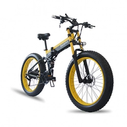 XXCY Bicicleta XXCY Bicicleta eléctrica Plegable de 26 Pulgadas, 1000W 48V 15Ah Batería de Iones de Litio extraíble Bicicleta de montaña eléctrica Aleación de Aluminio Neumático Grueso (Amarillo)