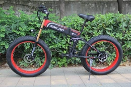 XXCY Bicicleta de montaña eléctrica plegables XXCY X26 1000w Bicicleta Híbrida Eléctrica 26 Pulgadas Fat Bike 48v 12.8ah Moto De Nieve Plegable Ebike (S11 Red)