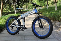 ZXL Bicicleta de montaña eléctrica plegables ZXL 1000W Fat Tire Bicicleta Elctrica Bicicleta de Montaa Plegable 26 'suspensin Completa 48V12Ah 21 Velocidades Asistente de Pedal (Blanco), Blanco