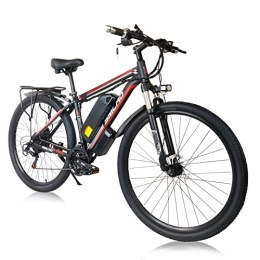 TAOCI Bicicletas de montaña eléctrica 29" Bicicletas eléctricas para Adultos, con Shimano de 21 velocidades extraíble de 48V 13 Ah Litio batería, Bicicletas eléctricas Urbana (Black red-29)