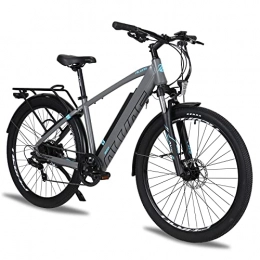 AKEZ Bicicletas de montaña eléctrica AKEZ Bicicleta eléctrica de montaña, 250 W, 27, 5 pulgadas, con batería de litio de 36 V 12, 5 Ah, suspensión completa, para hombre y mujer, con motor Bafang y cambio Shimano de 7 velocidades (gris)