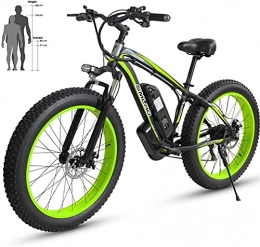 CCLLA Bicicleta Bicicleta de Playa eléctrica 48V 26 '' Neumático Gordo Potente Motor Montaña Nieve Ebike Bicicleta de aleación de Aluminio (Color: Negro Verde, Tamaño: 48V15AH)