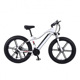 YIZHIYA Bicicletas de montaña eléctrica Bicicleta Eléctrica, 26" Bicicleta de montaña eléctrica para adultos de motos de nieve de neumáticos gordos, Batería de litio extraíble, E-bike de 27 velocidades, Frenos de doble disco, Blanco, 36V 350W