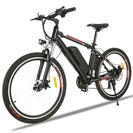 Bicicleta Eléctrica 26'' E-Bike Urbana Trekking MTB para Adultos Unisex, Batería de Litio Extraíble 36V 12Ah, Shimano de 21 Velocidades, Frenos de Disco Dobles (Negro 1)